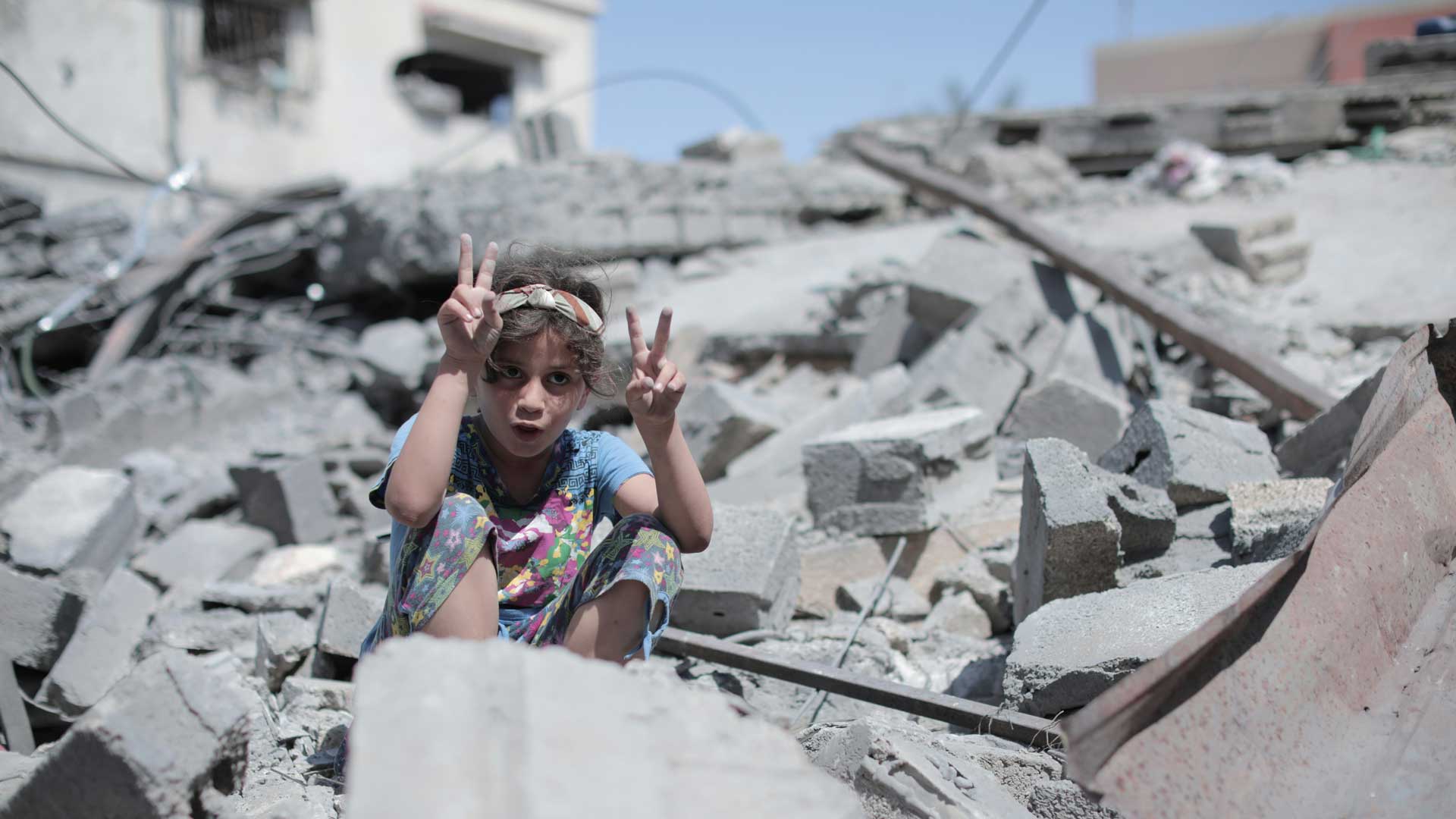 A child in the rubble